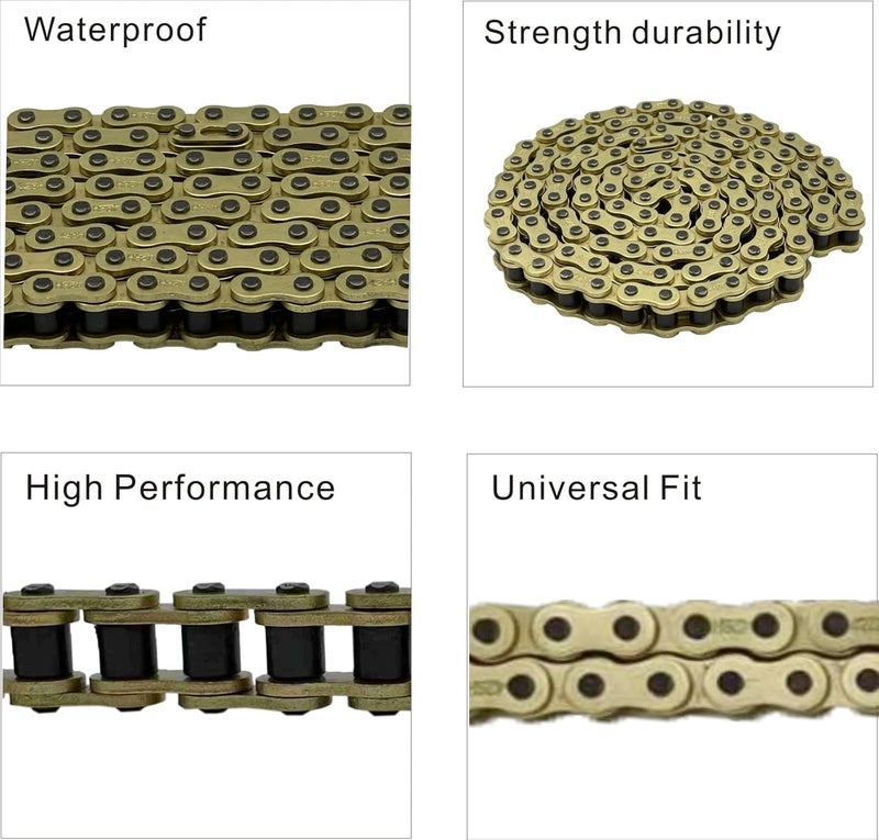 LUSM 428H Motorcycle Gold Chain 130 Links with Chain Breaker for 125 150 200cc Motorcycle Mini Bike Dirt Bike Go Kart Compatible with SSR TaoTao Coolster Apollo Baja Kazuma Chinese ATV - Image 3